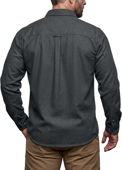Men's Cotton Flannel Button-Down Shirt - Warm & Soft Long Sleeve Plaid for Casual Outdoor Wear
