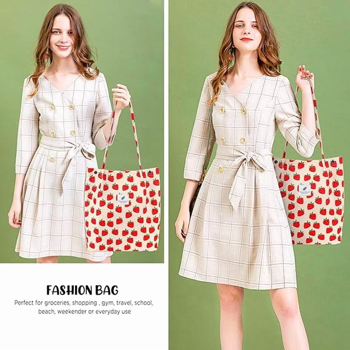 Chic Strawberry Corduroy Tote Bag – Stylish and Versatile Shoulder Purse for Everyday Elegance